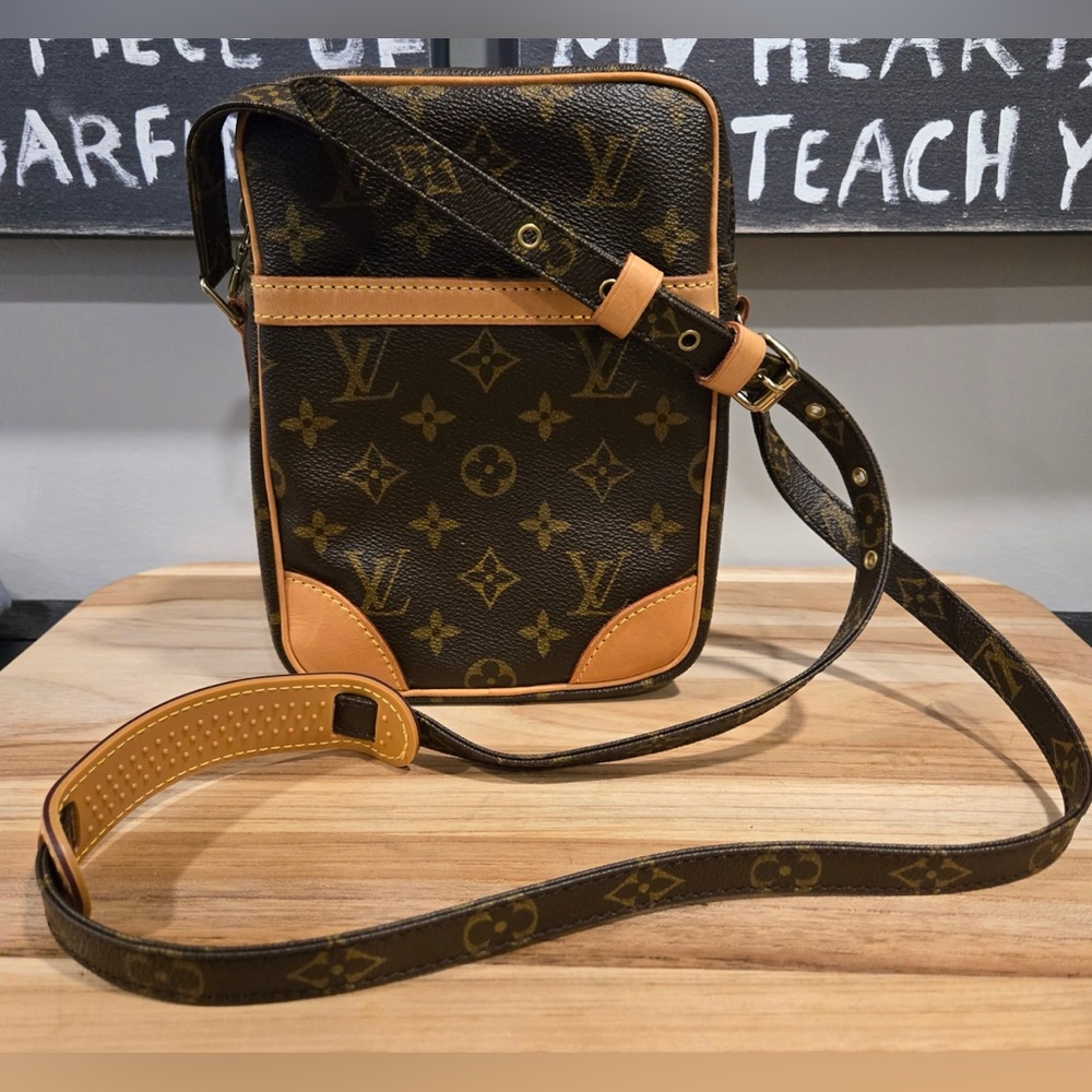 COA INCLUDED - LOUIS VUITTON Vintage Brown Canvas Danube Crossbody Bag
